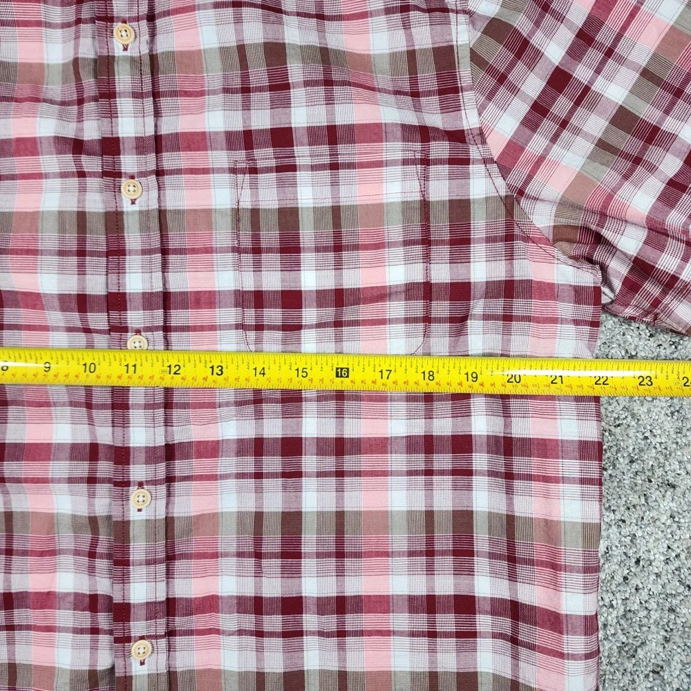 ROWM Button Down Shirt Mens Large Plaid Short Sleeve Cotton Excellent